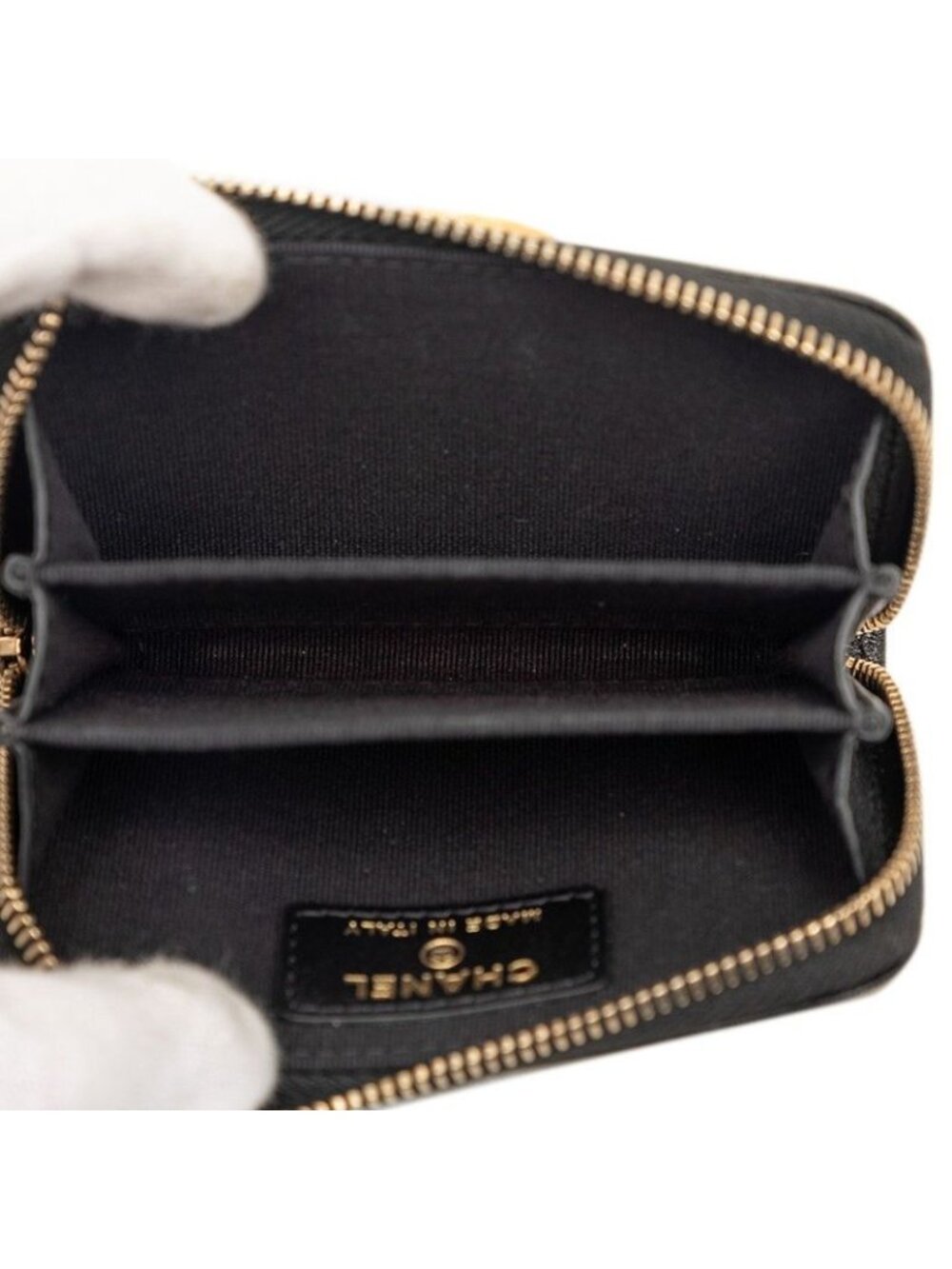 Chanel CC Logo Blanc Coin Purse Black Leather - Picture 4 of 6